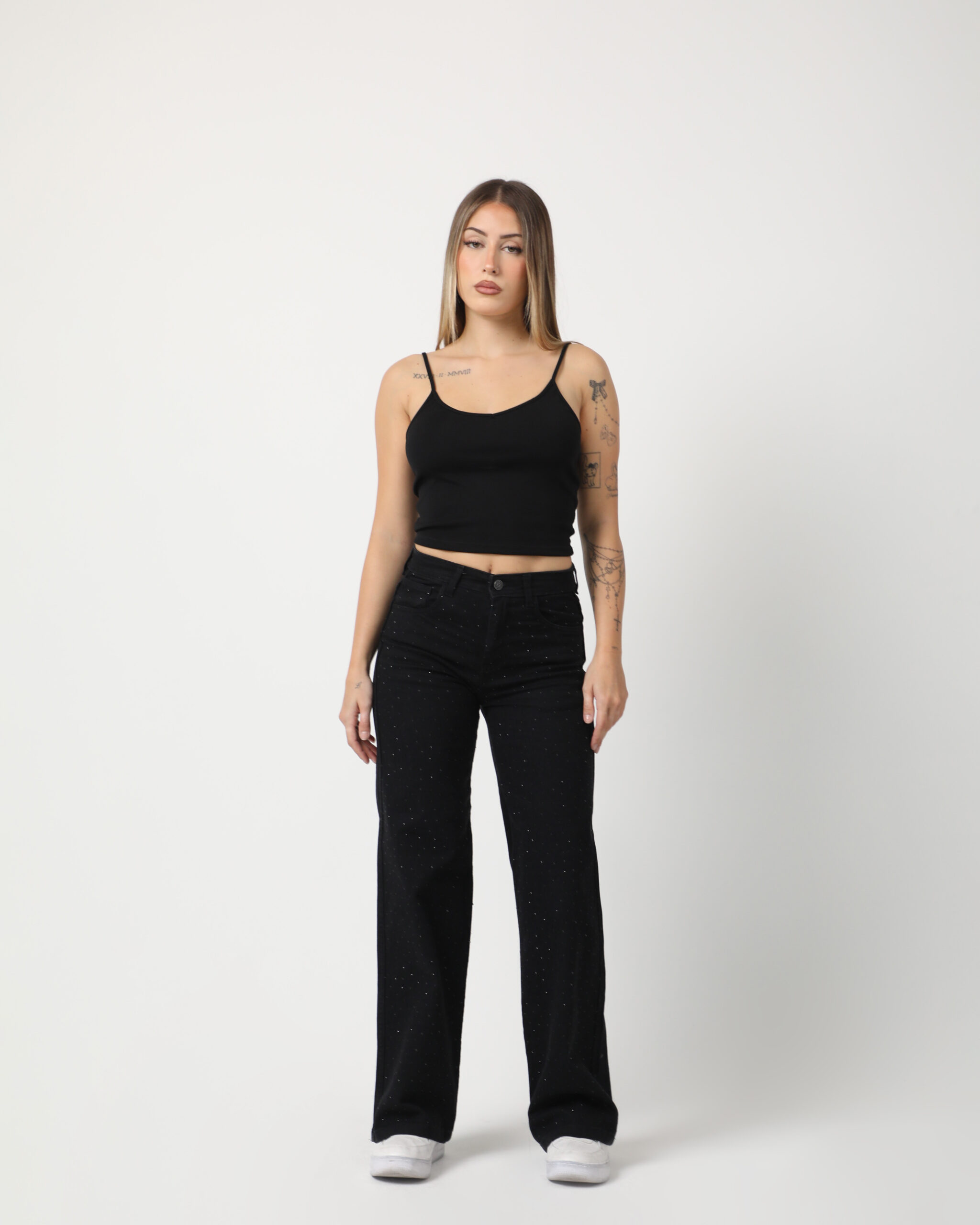 Straight Leg Amelia Sonne (Strass Negro)